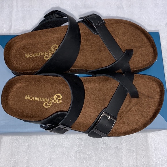 Mountain Sole Shoes Mountain Sole Womens Leather Strap Sandal Black